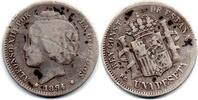 Espagne - Spain -Spanien 1 Peseta 1894 s 194.90 元  ＋  运费