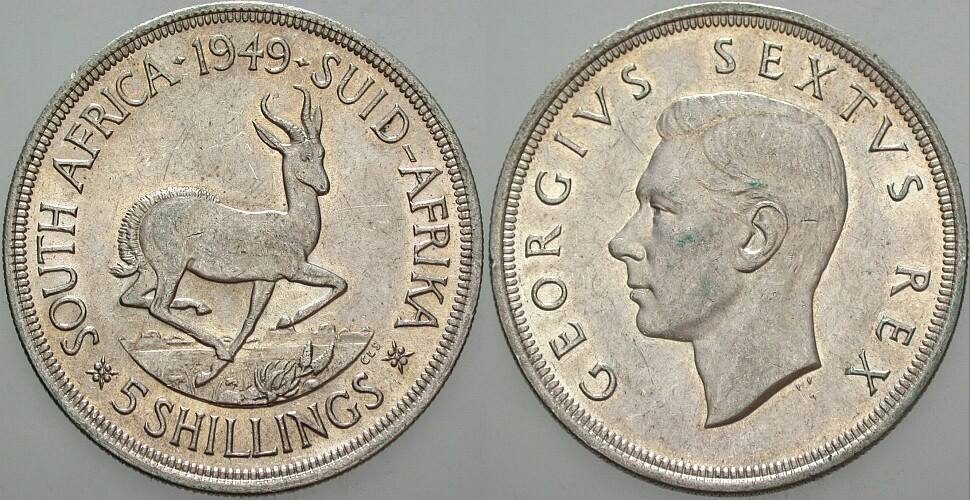 Südafrika 5 Shillings 1949 Republik Fast vorzüglich | MA-Shops