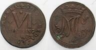 Grafschaft Tecklenburg und Herrschaft Rheda Cu 6 Pfennig Moritz Casimir 1710-1768. -