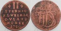 Sachsen-Weimar-Eisenach 2 Pfennig Franz Josias von Sachsen-Coburg-Saalfeld, Vormund, 1749-1755. -
