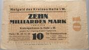 10 Milliarden Mark 1923-10-30 Das Papiernotgeld von Westfalen Kreissparkasse in Halle i.W. Stärker gebraucht
