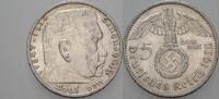 Kleinmünzen - Drittes Reich 5 Reichsmark Drittes Reich - Hindenburg mit HK -