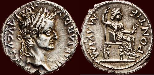Roman Empire AR Denarius (14-37) TIBERIUS, 14-37 - Lugdunum - SUPURB TRIBUTE PENNY xf à xf+