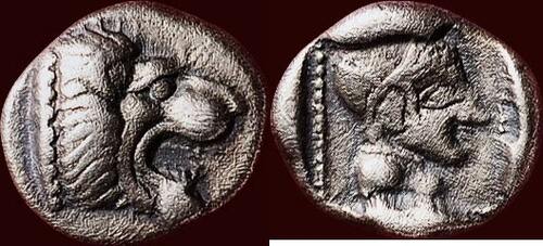 Münzen  CARIA, OLD KNIDOS - AR Trihemiobol, circa 520-500 BC