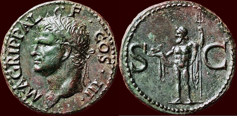 Roman Empire (37-41) MARCUS VIPSANIUS AGRIPPA, grandfather of Caligula ...