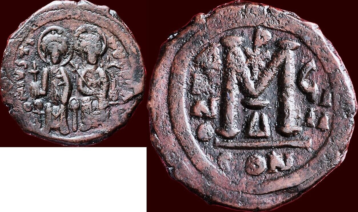 Justin II 565-578 ad Follis 40 NUMMI vf 