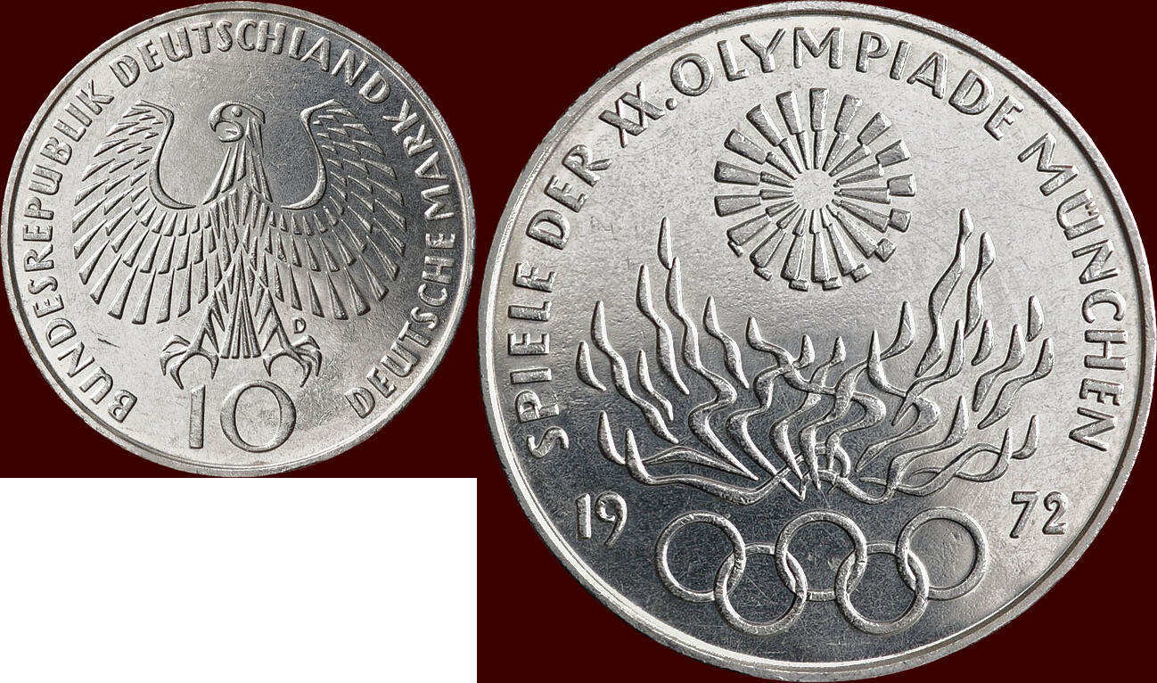 10 Mark Germany Brd 1972 D München “olympiade MÜnchen 1972” Unc Ma Shops