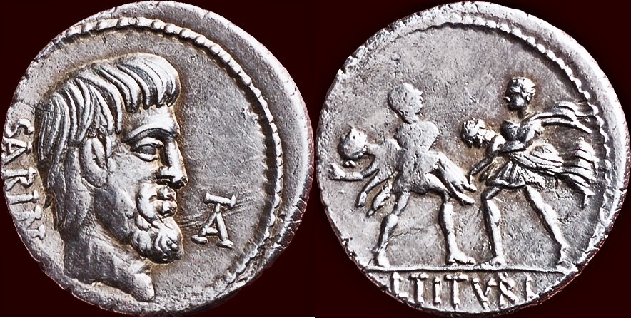 AR Denarius (89 BC) ROMAN REPUBLIC - LUCIUS TITURIUS SABINUS - Rome cf.  Künker Auktion 367, lot 7740 (in xf with light