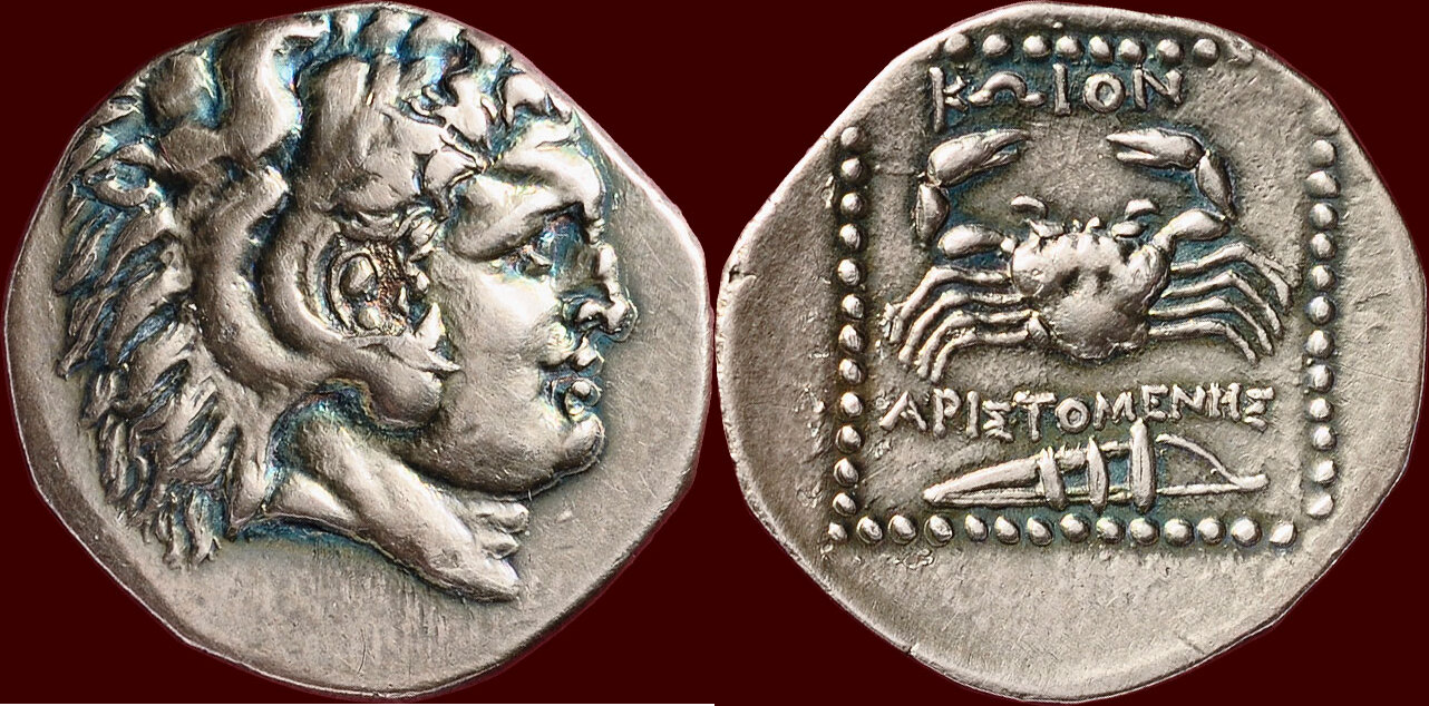 C bc v. Pergamene Kingdom. Philetaerus (284-263 BC). Ar Tetradrachm (29mm, 16.78 GM. Cappadocia, Caesarea. Antoninus Pius.. Ar Didrachm Laureate head right/ Club.