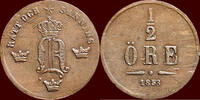 ½ Öre SWEDEN, KINGDOM - SWEDEN, KINGDOM - OSCAR I, 1844-1859 - 1858, Stockholm - 1858, Stockholm -