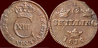 1/12 Skilling SWEDEN, KINGDOM - CARL XIII, 1809-1818 - 1812, Avesta -