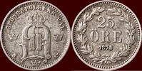 25 Öre SWEDEN, KINGDOM - OSCAR II, 1872-1907 - 1875/4 ST, Stockholm -