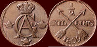 ½ Skilling SWEDEN, KINGDOM - GUSTAV IV ADOLPH, 1791-1809 - 1809, Avesta -