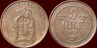5 Öre SWEDEN, KINGDOM - OSCAR II, 1872-1907 - 1892, Stockholm -