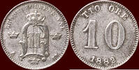 10 Öre SWEDEN, KINGDOM - OSCAR II, 1872-1907 - 1882 EB, Stockholm -