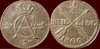 ¼ Skilling SWEDEN, KINGDOM - GUSTAV IV ADOLPH, 1791-1809 - 1806, Avesta -