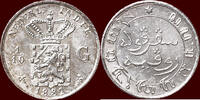 1/10 Gulden NEDERLAND (NETHERLANDS, KINGDOM) - NEDERLANDS OOST-INDIË (DUTCH EAST INDIES) - WILLEM III, 1849-1890 - 1882, Utrecht -