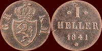 1 Heller GERMANY - HESSEN-DARMSTADT, GROSSHERZOGTUM - LUDWIG II, 1830-1848 - -