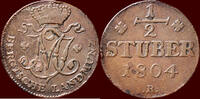 ½ Stüber GERMANY - BERG, HERZOGTUM - MAXIMILIAN IV JOSEPH VON BAYERN, 1799-1806 - 1804 R, Düsseldorf -