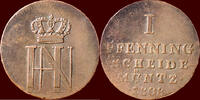 1 Pfenning GERMANY - WESTFALEN, KÖNIGREICH - HIERONYMUS NAPOLEON, 1807-1813 - 1808 C, Clausthal -