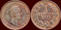 1 Kreuzer GERMANY - BADEN, GROSHERTOGTUM - KARL LEOPOLD FRIEDRICH, 1830-1852 - 1843, Karlsruhe -