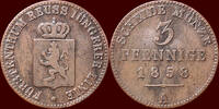 3 Pfennige GERMANY - REUSS-SCHLEIZ, FÜRSTENTUM - HEINRICH LXVII, 1854-1867 - 1858 A, Berlin -