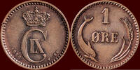 1 Øre DENMARK, KINGDOM - CHRISTIAN IX, 1863-1906 - -