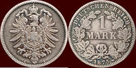 1 Mark GERMANY - DEUTSCHES REICH - WILHELM I, 1871-1888 - 1875 A, Berlin -