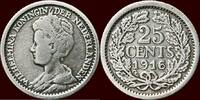 Koninkrijk der Nederlanden 25 Cents NEDERLAND (NETHERLANDS, KINGDOM) - WILHELMINA, 1890-1948 - -