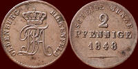 2 Pfennige GERMANY - BIRKENFELD - PAUL FRIEDRICH AUGUST, 1829-1853 - -