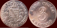 3 Kreuzer GERMANY - SACHSEN COBURG UND GOTHA - ERNST, 1806-1844 - -