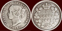 5 Cents CANADA - VICTORIA, 1837-1901 - 1893, London -
