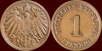 1 Pfennig GERMANY - DEUTSCHES REICH - WILHELM II, 1888-1918 - 1894 G, Karlsruhe -