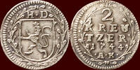 2 Kreuzer GERMANY - HESSEN-DARMSTADT - LUDWIG VIII, 1739-1768 - K -