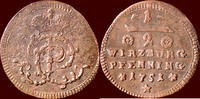 GERMANY - WÜRZBURG, BISTUM - KARL PHILIPP VON GREIFFENCLAU-VOLLRADS, 1749-1754 - ½ Pfenning -