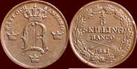 1/6 Skilling SWEDEN, KINGDOM - OSCAR I, 1844-1859 - Banco 1851, Stockholm -