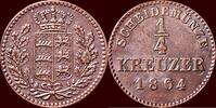 ¼ Kreuzer GERMANY - WÜRTEMBERG, KÖNIGREICH - WILHELM I, 1816-1864 - 1864, Stuttgart -