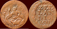 Zeeland Duit NOORDELIJKE NEDERLANDEN (NETHERLANDS) - REPUBLIEK, 1581-1795 - ZEELAND - 1681, Middelburg -