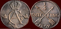 ¼ Skilling SWEDEN, KINGDOM - GUSTAV IV ADOLPH, 1791-1809 - 1807, Avesta -