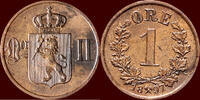 1 Øre NORWAY, KINGDOM - OSCAR II, 1872-1905 - -