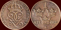 1 Öre SWEDEN, KINGDOM - GUSTAV V, 1907-1950 - 1912, Stockholm -