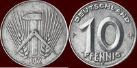 10 Pfennig GERMANY - DDR, 1949-1990 - 1952E, Muldenhütten -