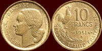 M&uuml;nzen 10 Francs 1951 B FRANCE - FOURTH REPUBLIC, 1947-1959 -  1951 B, B... 5.78 US$  +  37.00 US$ shipping