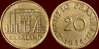 20 Franken GERMANY - SAARLAND - FRENCH OCCUPATION, 1945-1957 - 1954, Paris -