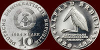 10 Mark GERMANY - DDR, 1949-1990 - 1983 A, Berlin “100th Anniversary - Death of Alfred Brehm” -
