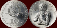 10 Mark GERMANY - DDR, 1949-1990 - 1988 A, Berlin “500th Anniversary - Birth of Ulrich von Hutten” -