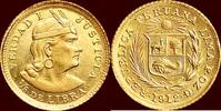 PERU - REPUBLIC - 1/5 Libra 1912 P•OZ•G, Lima -