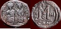 AE Follis BYZANTINE EMPIRE - JUSTINUS (JUSTIN) II, 565-578 - of 40 nummi, Constantinopolis, year 3 -