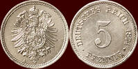 5 Pfennig GERMANY - DEUTSCHES REICH - WILHELM I, 1871-1888 - 1874 A, Berlin -