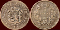 5 Centimes LUXEMBOURG ( LUXEMBURG ), GRAND DUCHY - GUILLAUME III, 1849-1890 - 1854, Brussel -